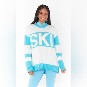 Show Me Your Mumu Oversized Teal Blue White Ski Sweater Small